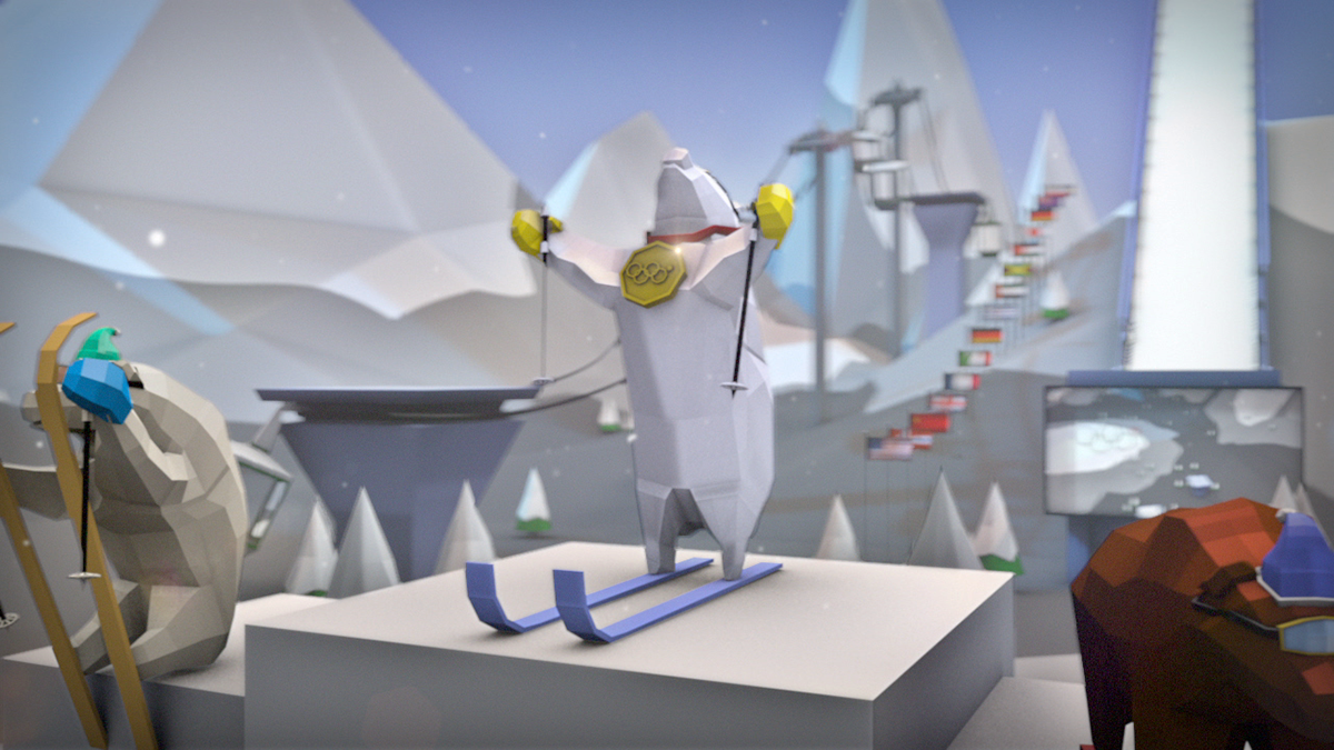 cinema4d c4d logic after effects bear Low Poly winter sochi olympic