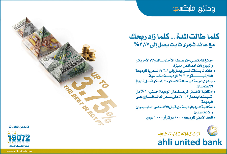 ahli united bank AUB dollar euro coin newspaper ad Bank Flexi Deposits Newspaper
