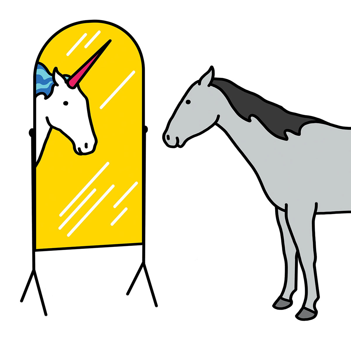 unicorn horse creative mirror feelings funny humor