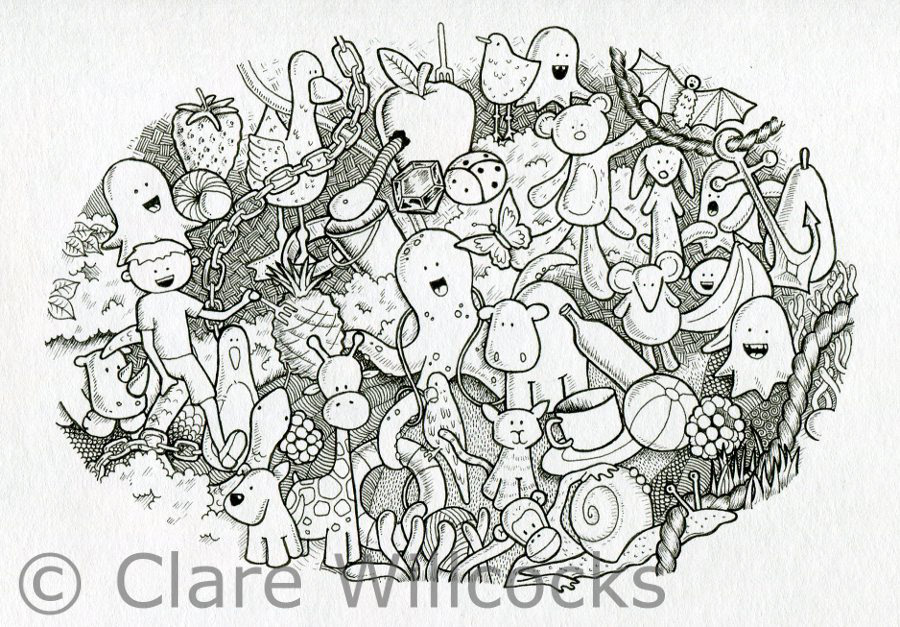 pen and ink black and white doodle