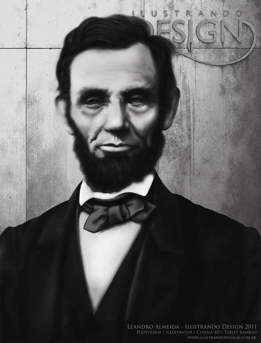 digital painting Abraham Lincoln photoshop cinema 4d