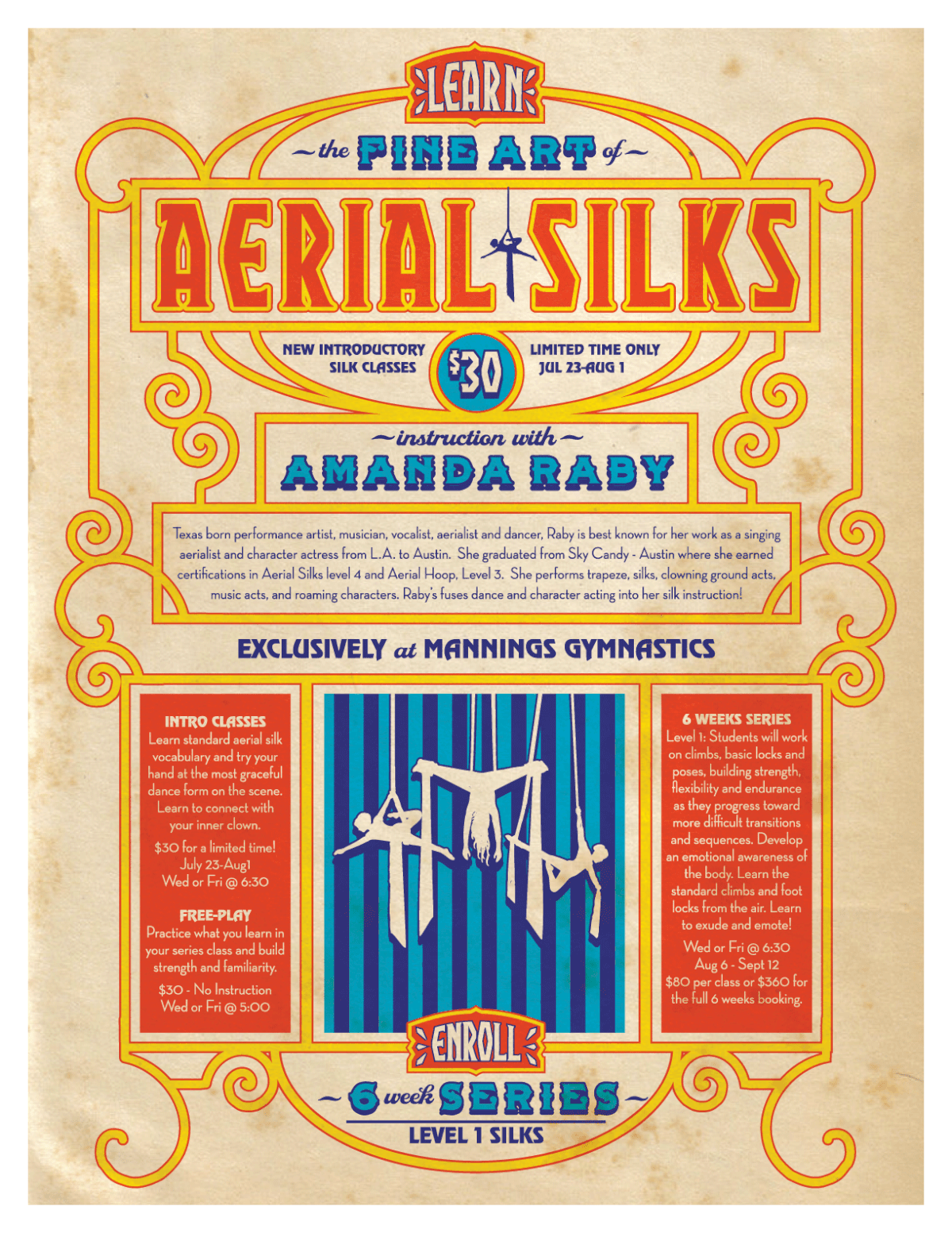 Aerial Silks Clowning Circus vintage circus poster