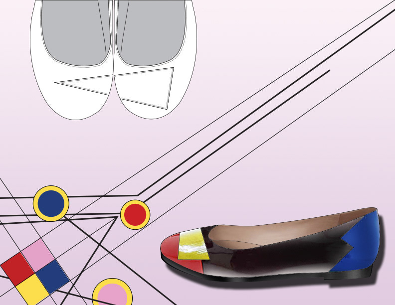 footwear design Edgy Geometric colors art bauhaus shoes shapes