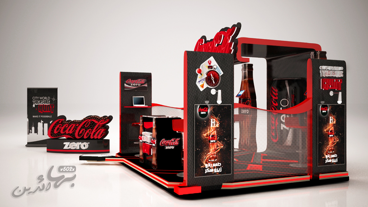 coca cola Coca-Cola Exhibition  3D design booth Stand counter creative sampling zero hunter Competition