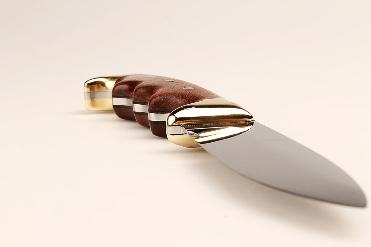 knife rosewood brass steel my own design leather