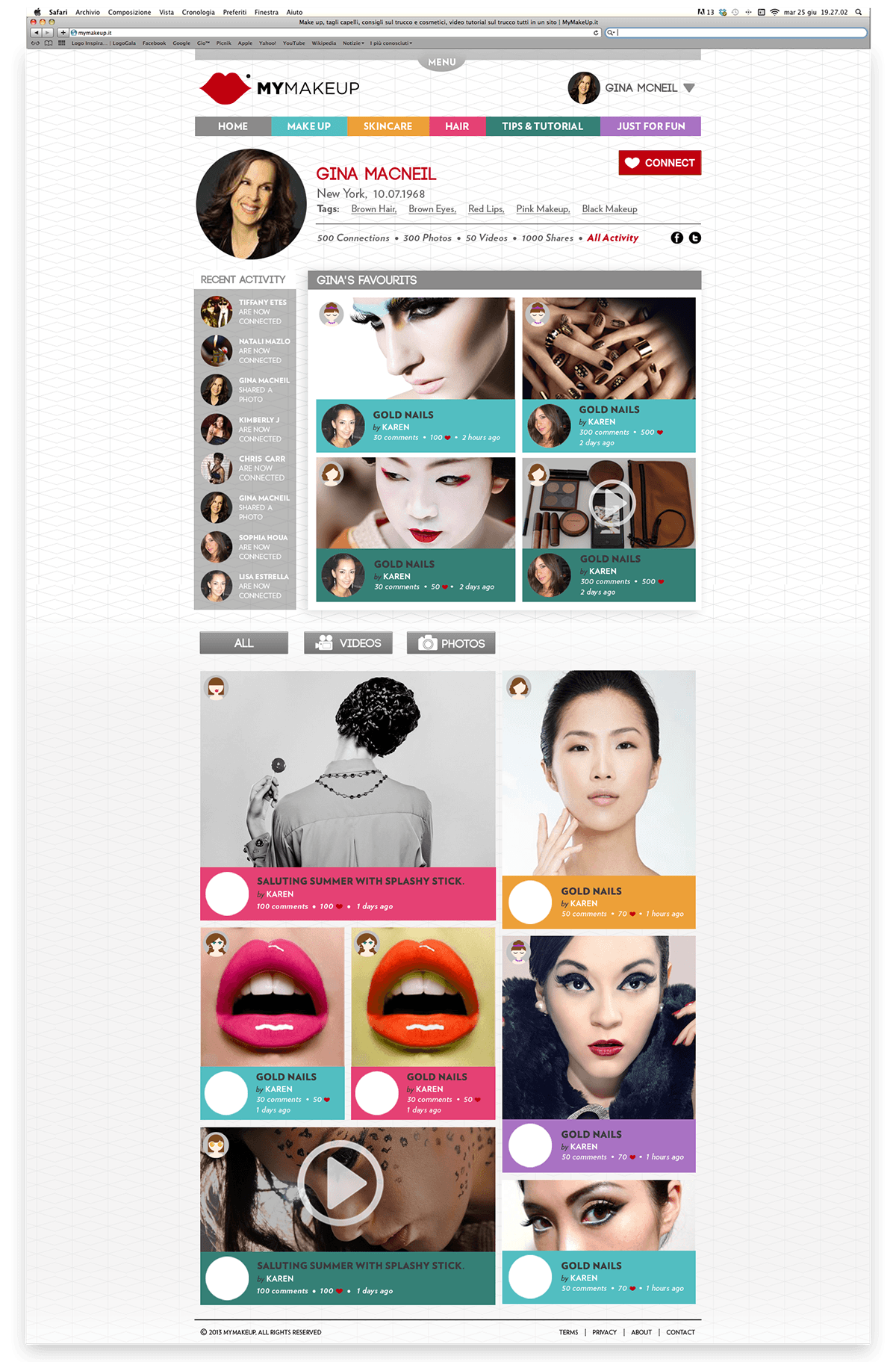 Web makeup site design Website mymakeup trucchi donne icone