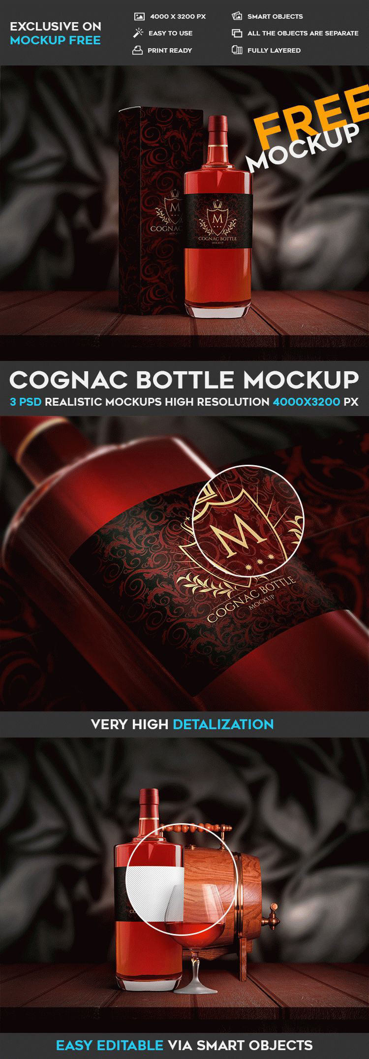 alcohol barrel bottle box Cognac glass Mockup free product mockups