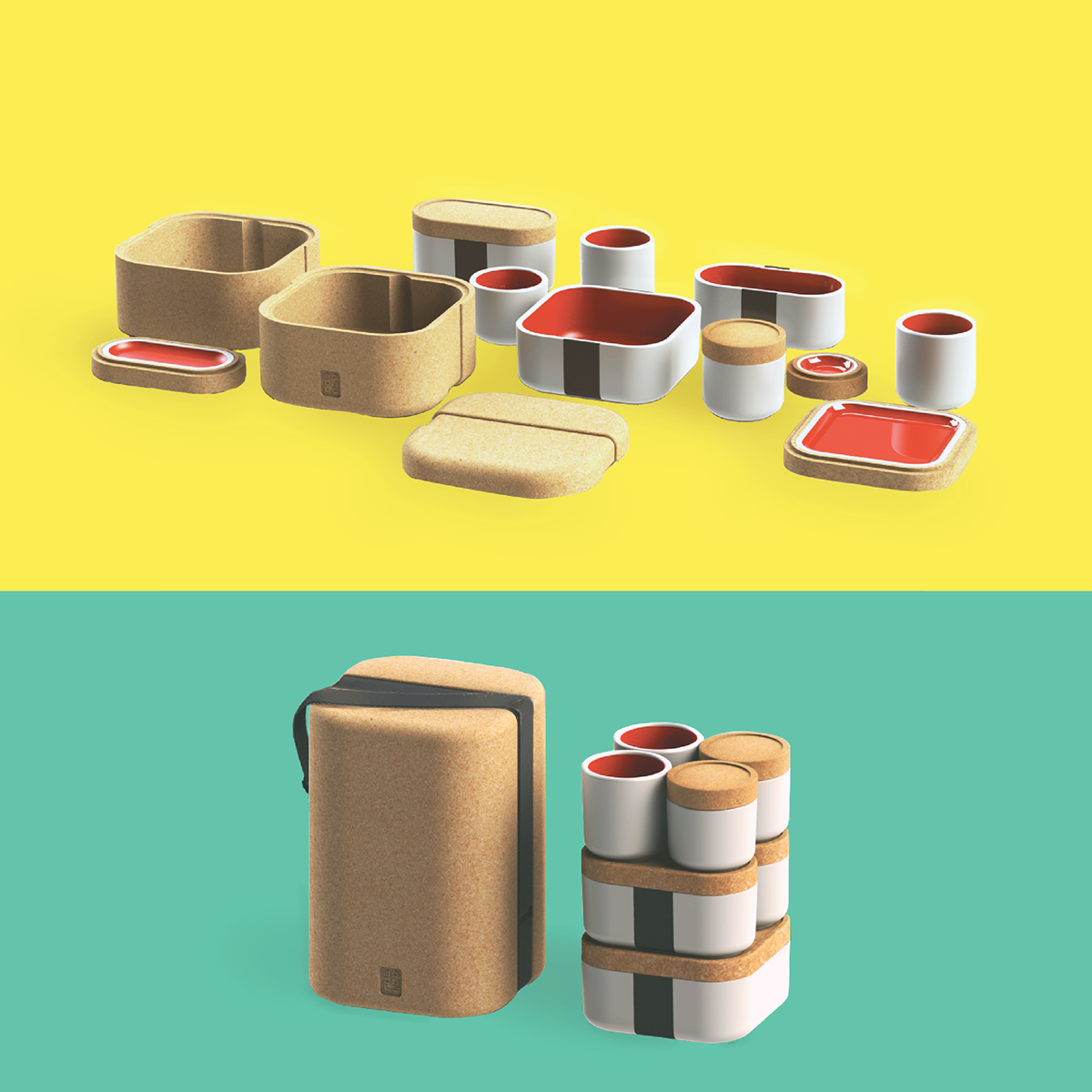 module modular lunchbox stoneware cork ceramic ceramics 