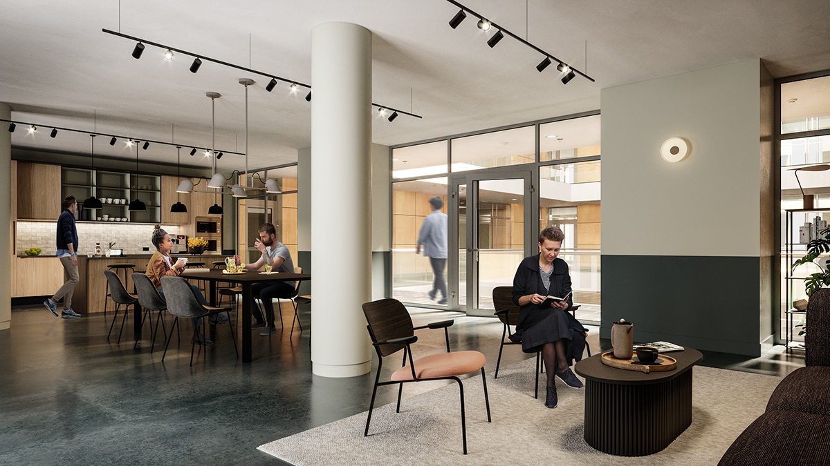Production of 2 main CGIs + 2 details shots to showcase a co-working refurbishment in Frankfurt, Ger