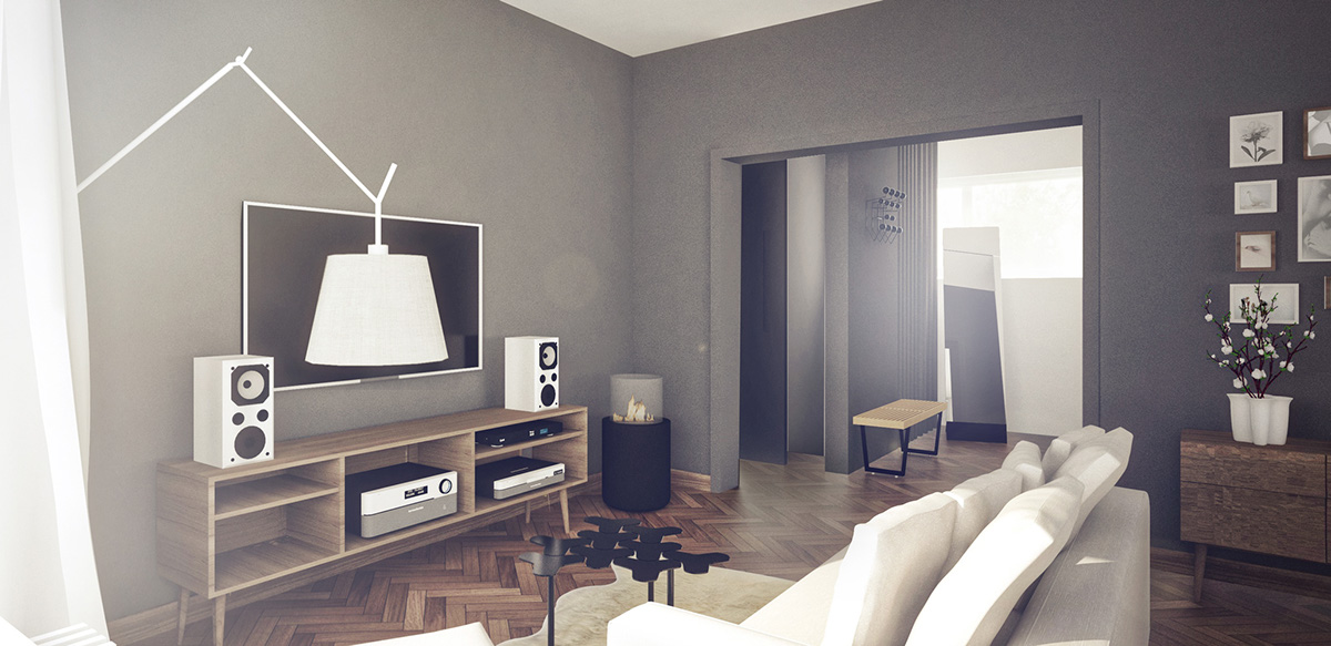 Interior visualisation Project styling  cosy minimal design nordic light apartment furniture