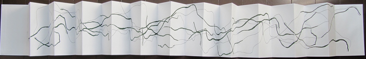 conceptual accordion book Mapping train subway public transportation