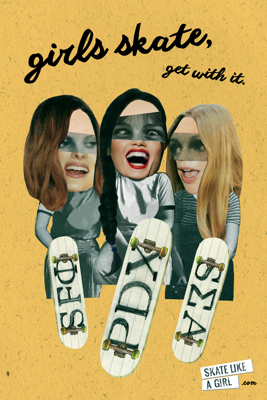 skate skateboarding collage photomontage female women feminism Character prep design