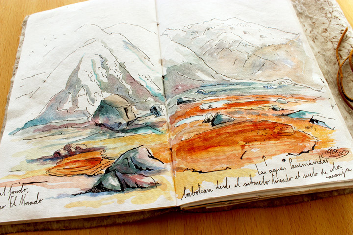 travelbook Carnet de voyage watercolors chile cuaderno de viaje Travel ink