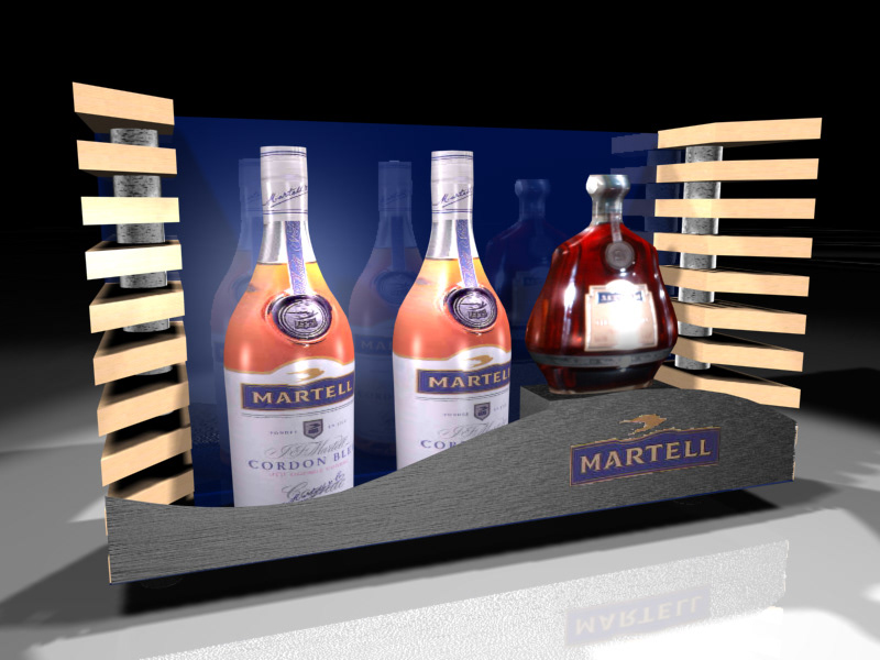 3d Visualisation POS Design Point of Sale 3d animation promotional displays Duty Free alcohol Spirits Freelance
