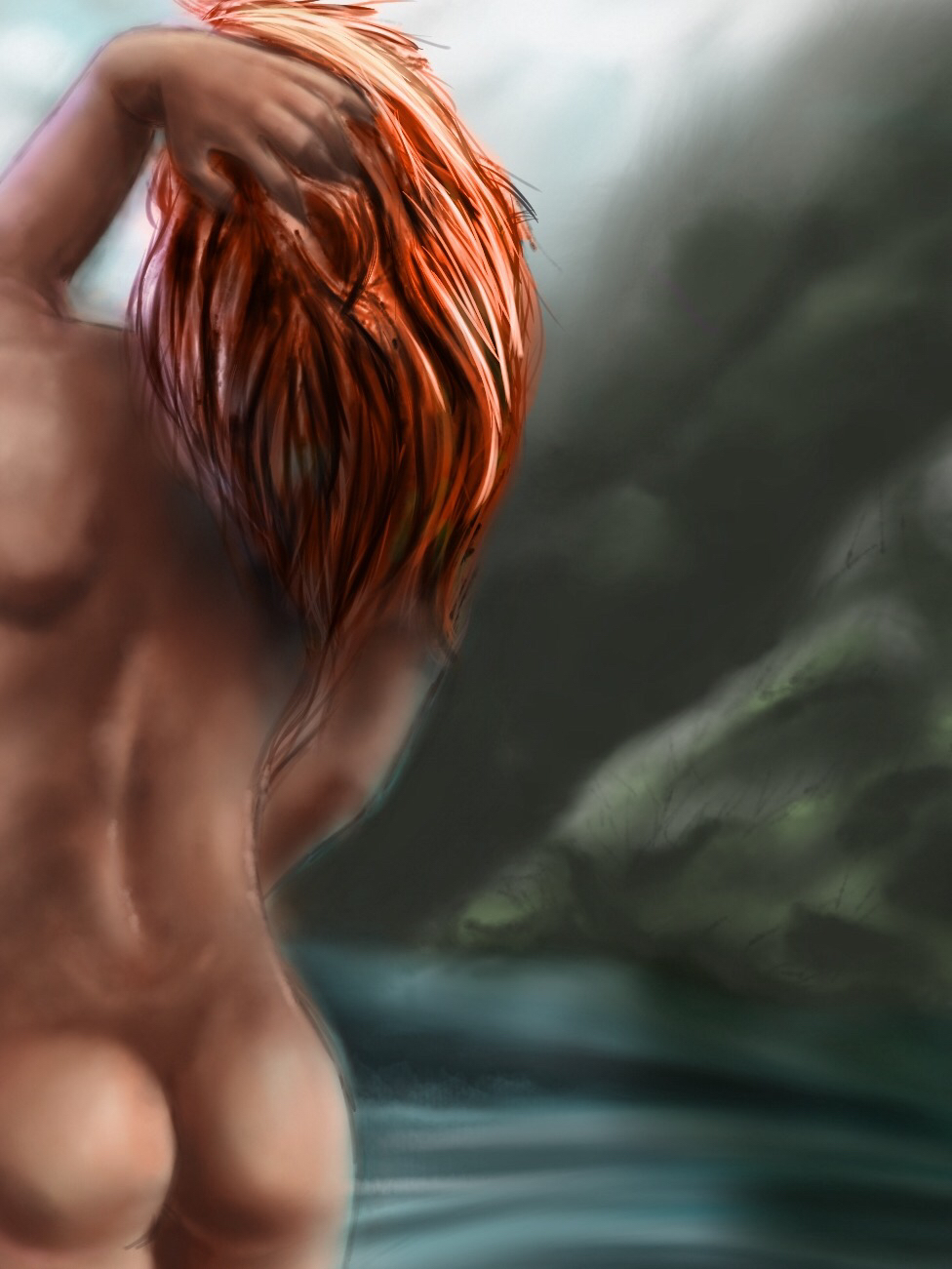 Digital Art  art digital painting scenery water woman nude naked Procreate