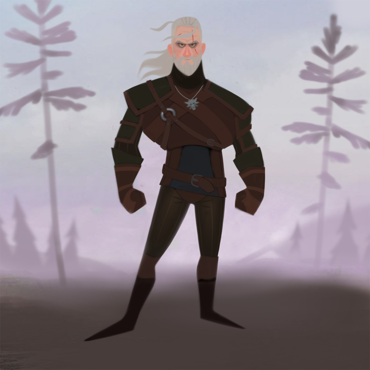 art characterdesign geralt GeraltOfRivia griffon ILLUSTRATION  photoshop pushai warrior witcher