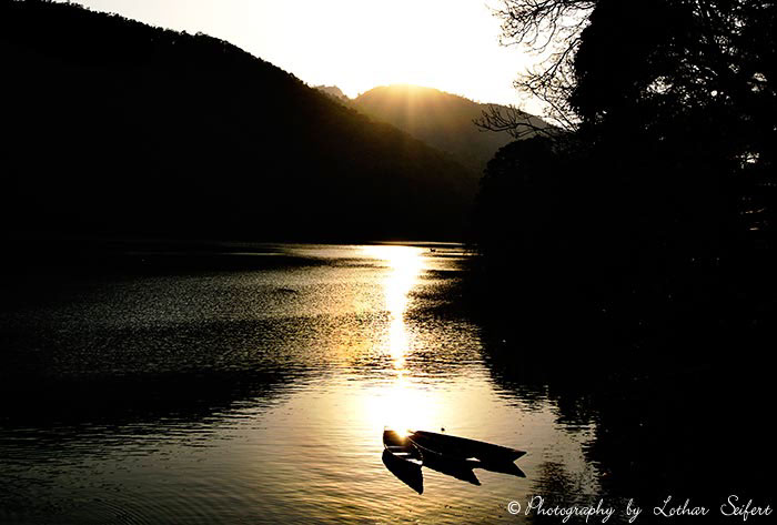 nepal sunset fewa lake lake Evening water Boats