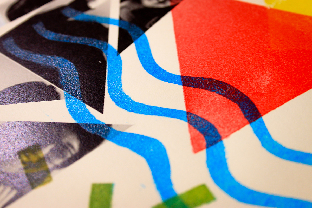 overprint postcards geometric handmade paper