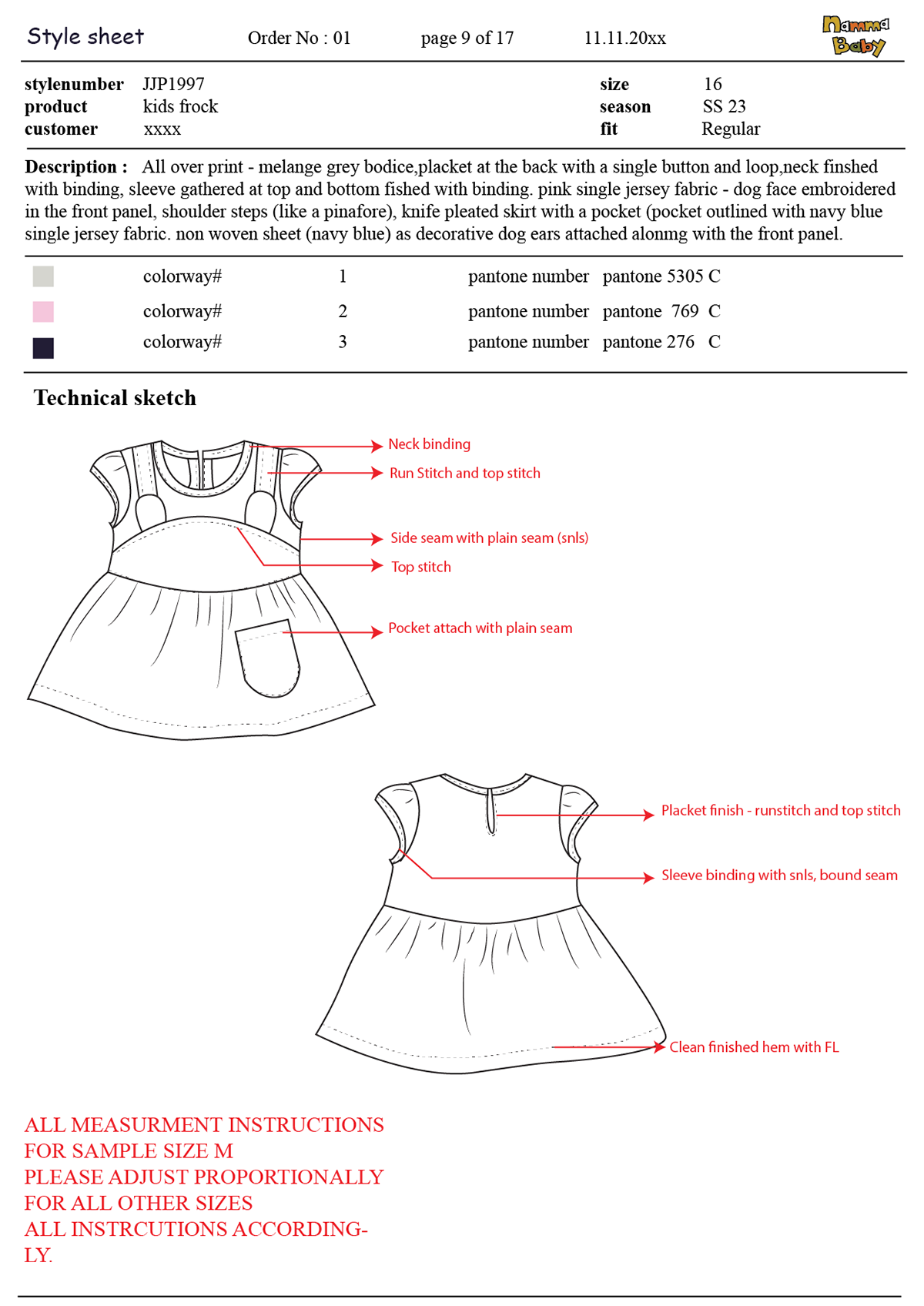 techpack kidswear Procreate Illustrator fashion design portfolio designer NIFT design Pearl Academy