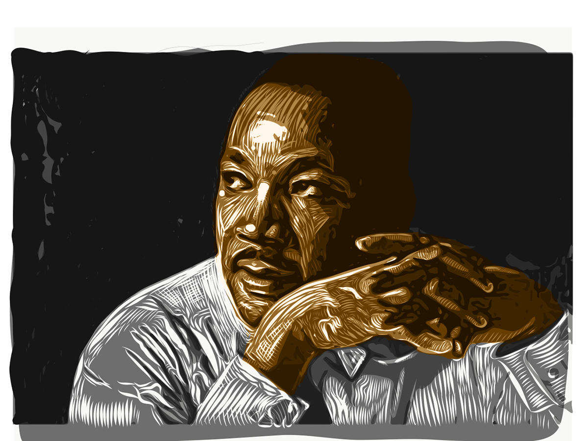 adobedraw vector MLK Martin Luther King Civil Rights woodcut MakeItonMobile portrait black history month