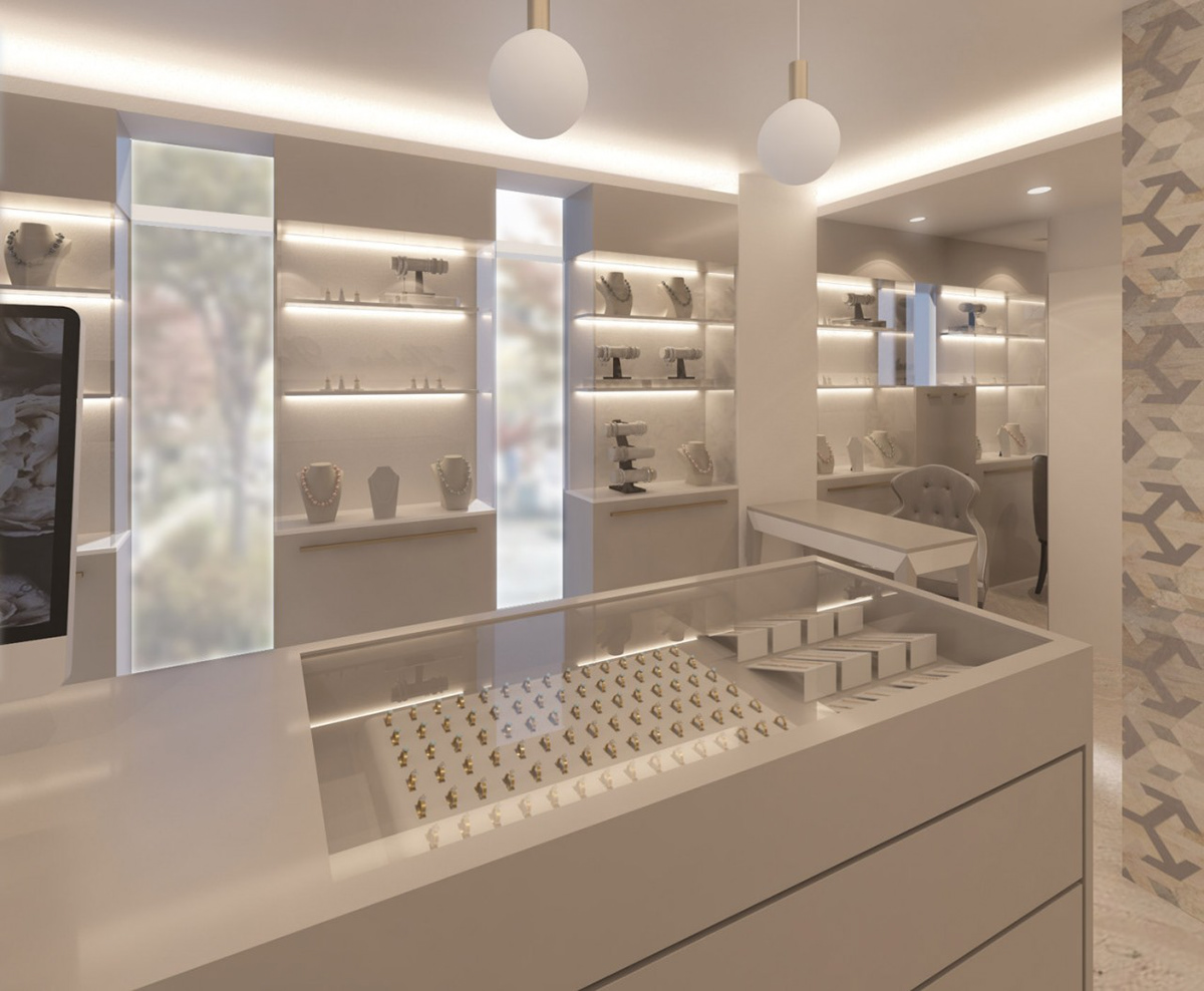 shop interior design  Interior design architecture jewerly pastel architect Marble glass