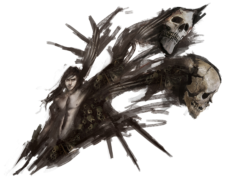 man warrior blood art concept dark fantasy