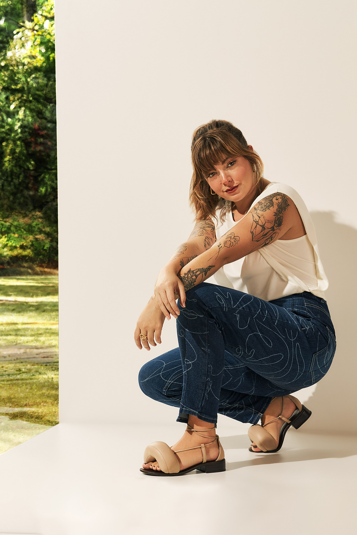 editorial Fashion  Fotografia jeans lycra Malwee moda retoque retouch sustentável
