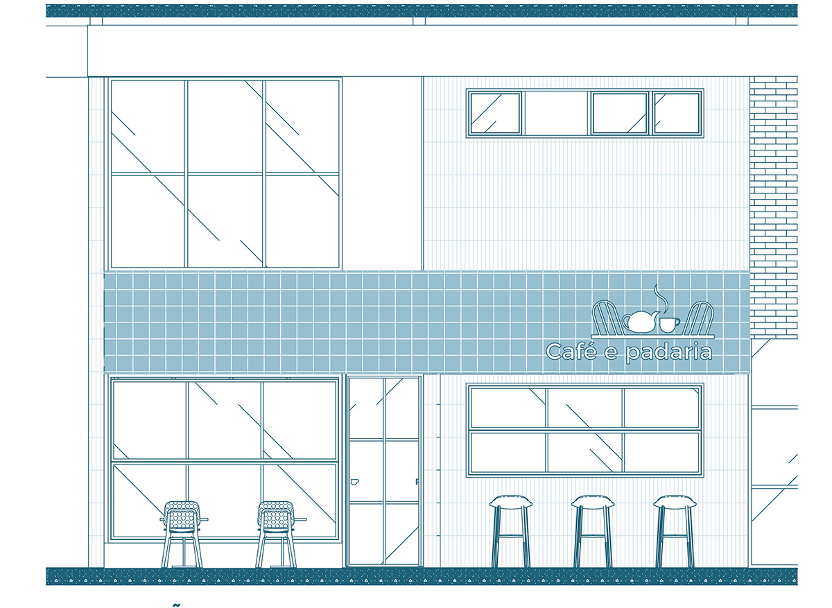 archviz bakery cafeteria coffee shop comercial architecture interior design  interiores ladrilho Render rendering