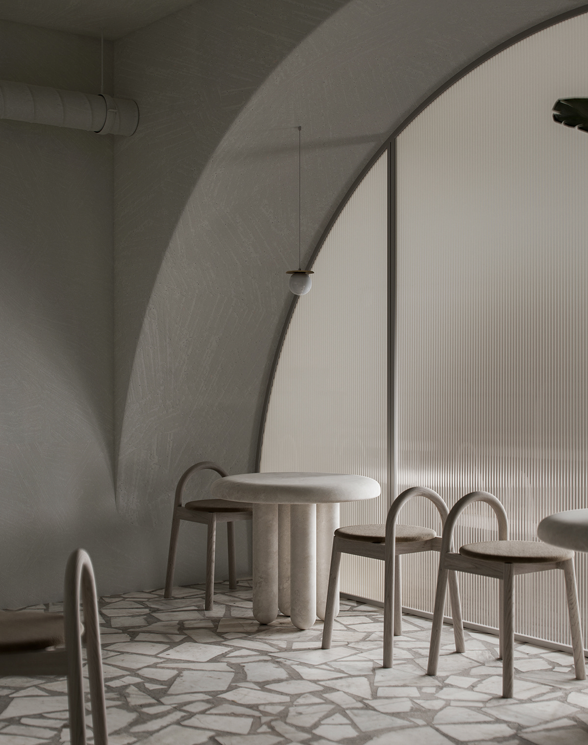 architecture bar Coffee conctete design Interior metal minimalsm restaurant visualization