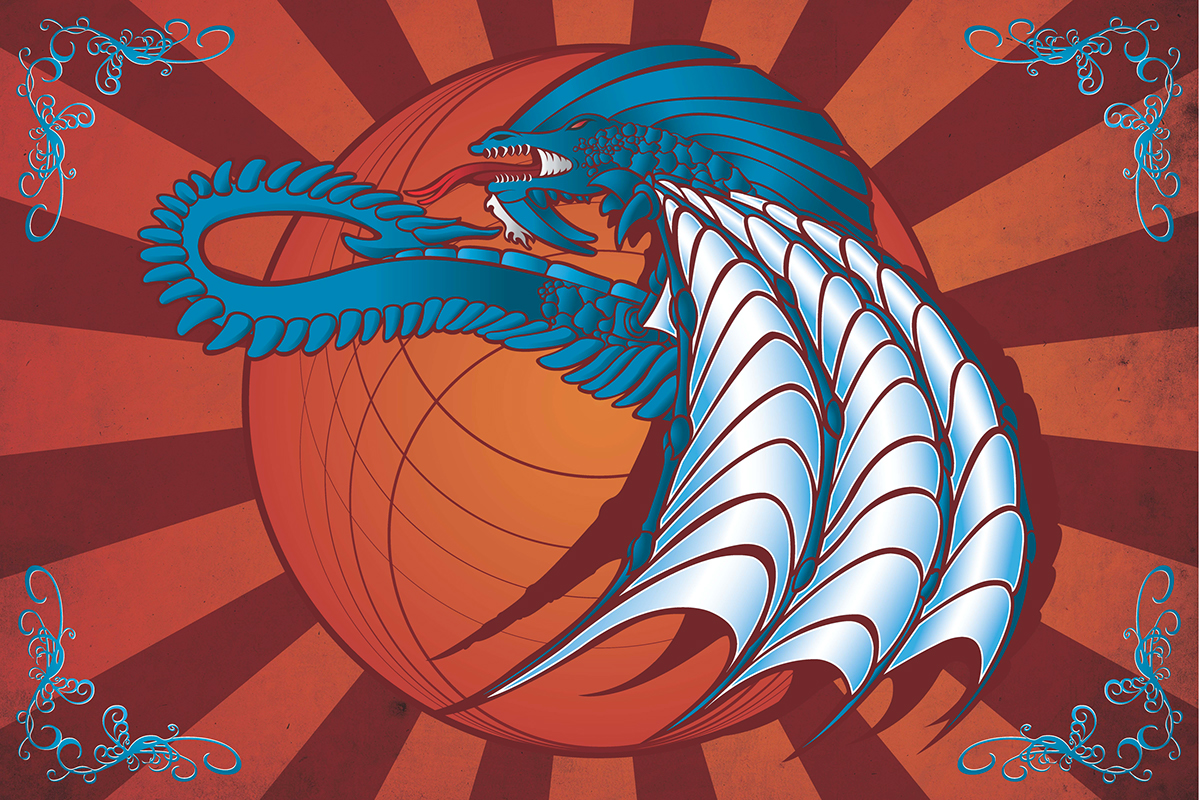 blue dragon vector media japanese Illustrator adobe digital