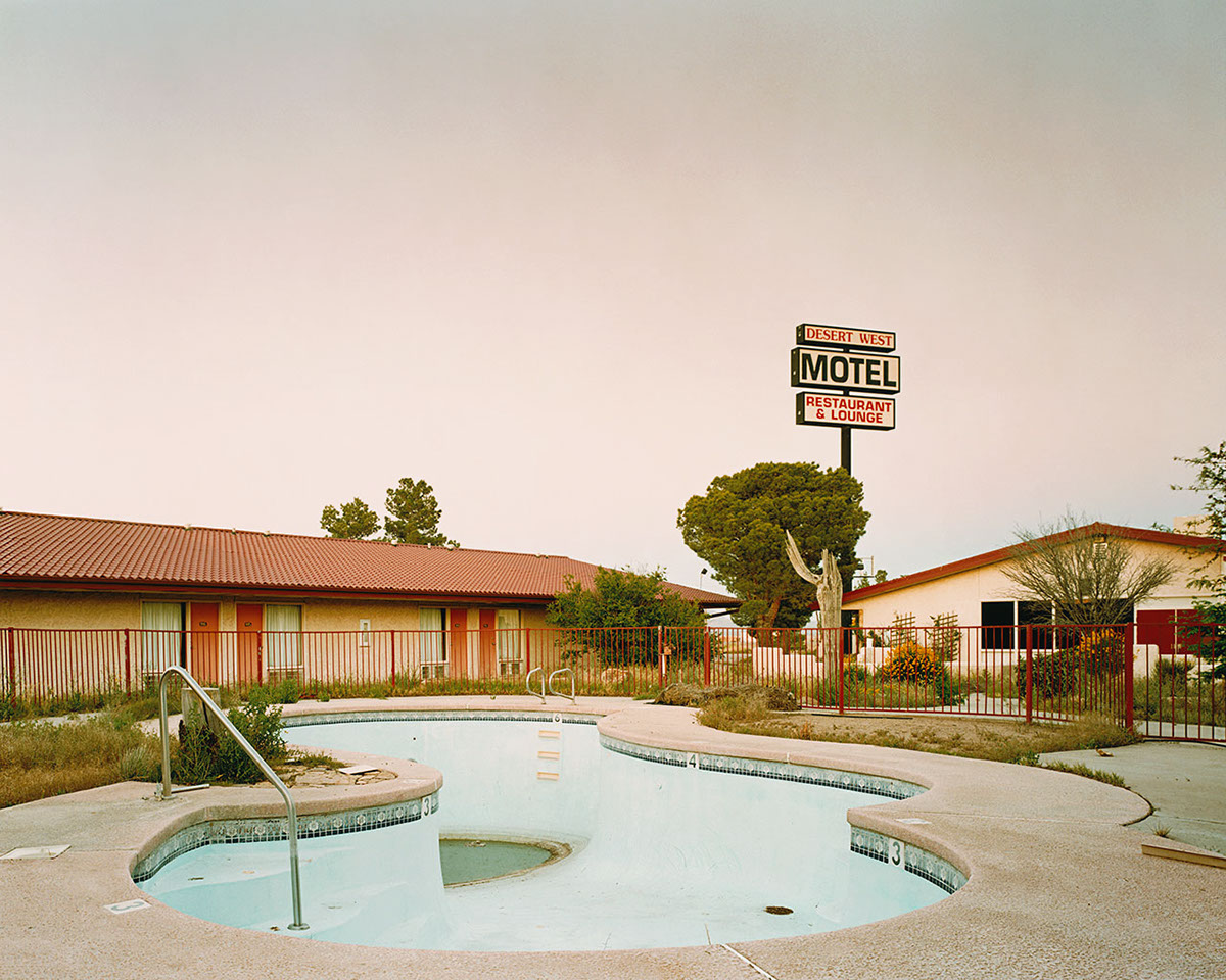 Landscape  pools  abandoned  Desert  motels  sunset