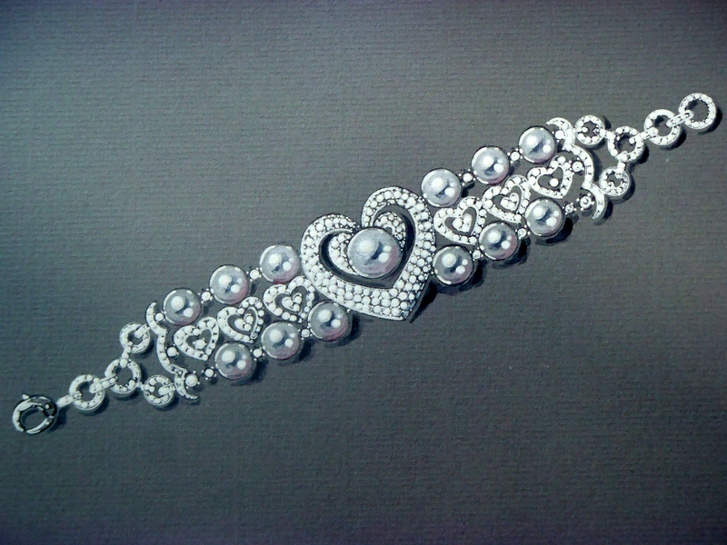 TIARA Necklace bracelet diamonds cultured pearls  fine jewelry