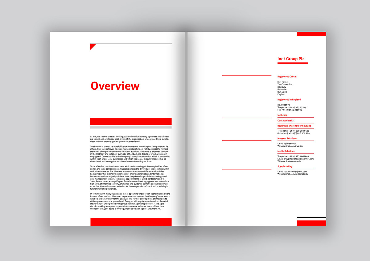 annual report inet publication red graphic geometric geometry vodafone style Perfect Binding