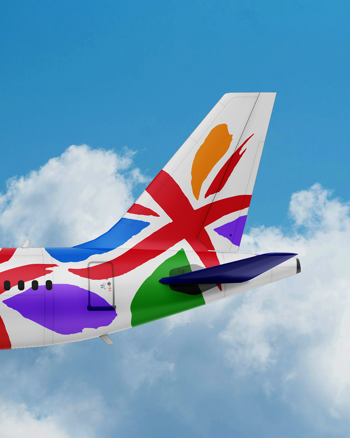 Visit Britain destination brand design applied to an aircraft tail. 