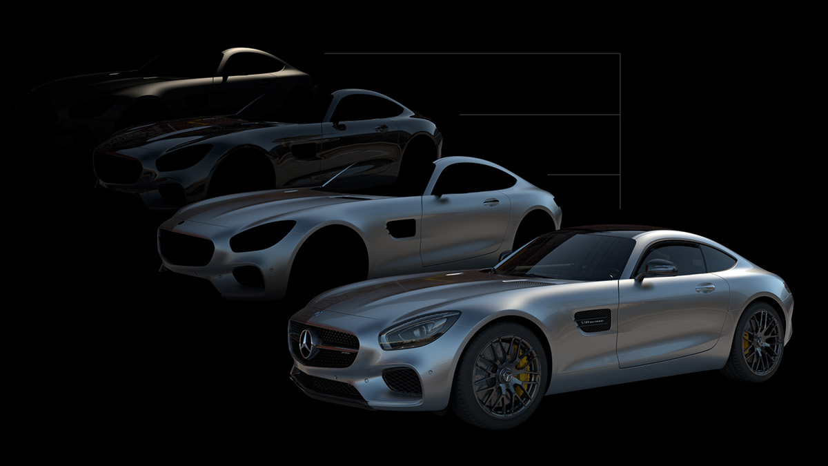 AMG GT mercedes CGI postproduction retouch look automotive   habermann usa Street Sportscar silver