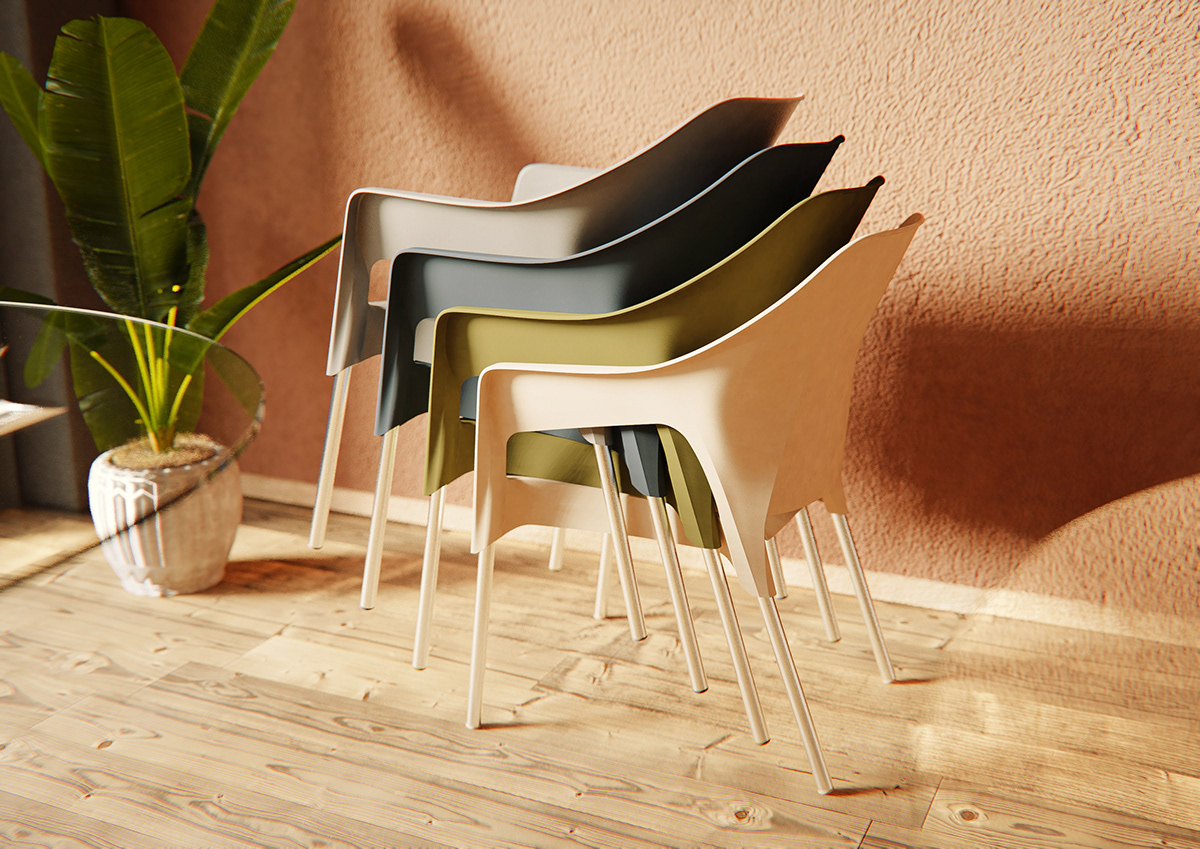 cafe chair Ergonomics furniture industrial design  injection Outdoor plastic product design  restaurant