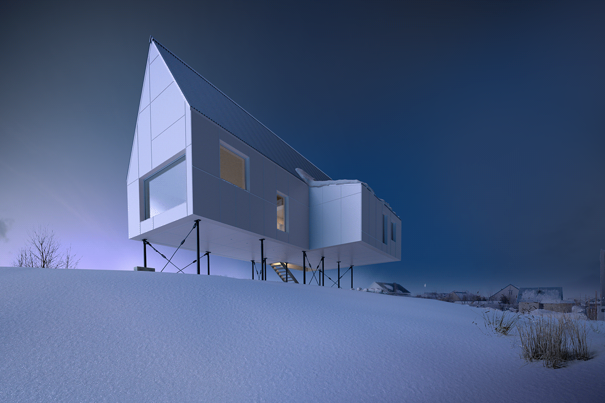 Minimalism Quebec Canada hight_house delordinaire winter snow