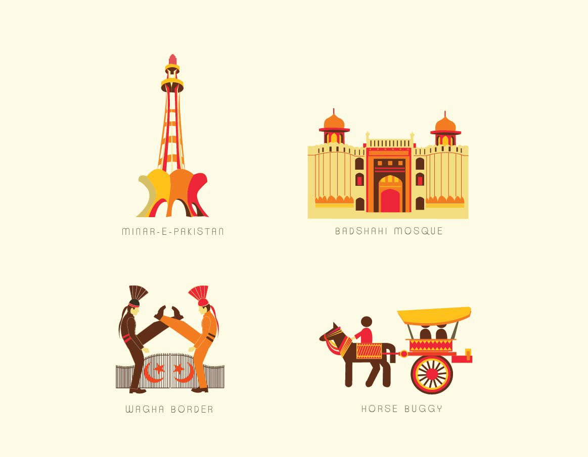 travel icons lahore karachi Pakistani Graphic Design the sight project