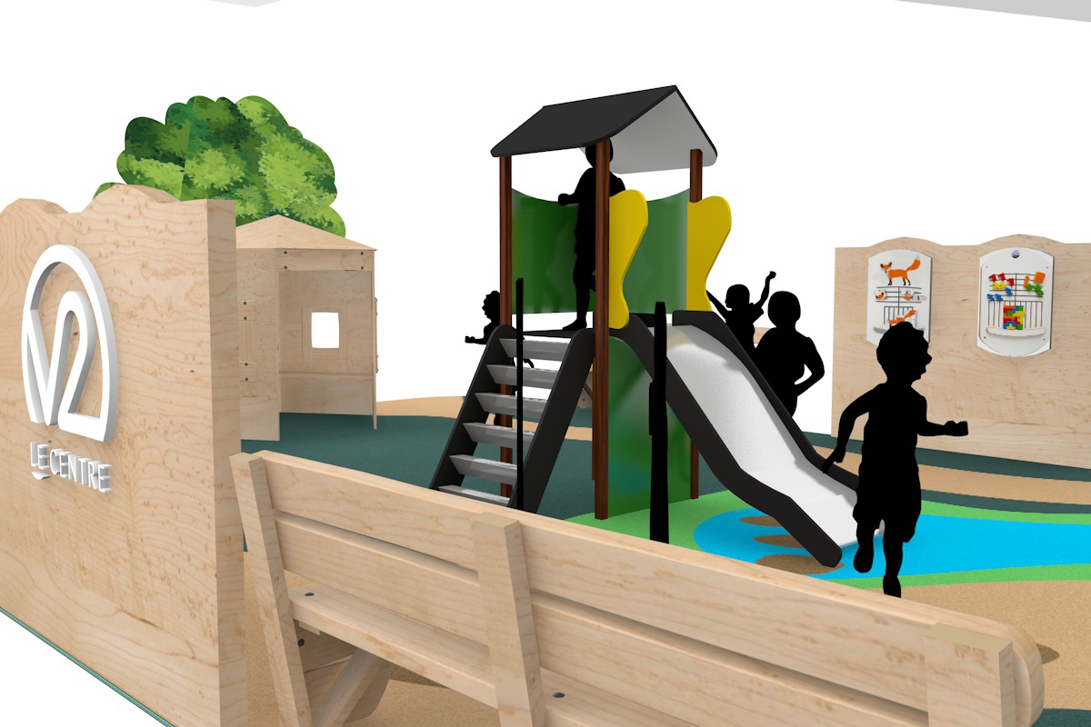 children play area kids game zone green yellow blue screen light parc design Exhibition  Behance