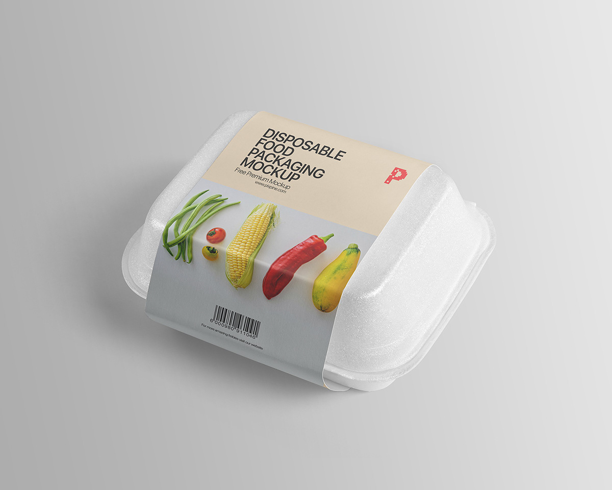branding  cafe disposable Food Container free freebie Mockup Packaging restaurant styrofoam packaging