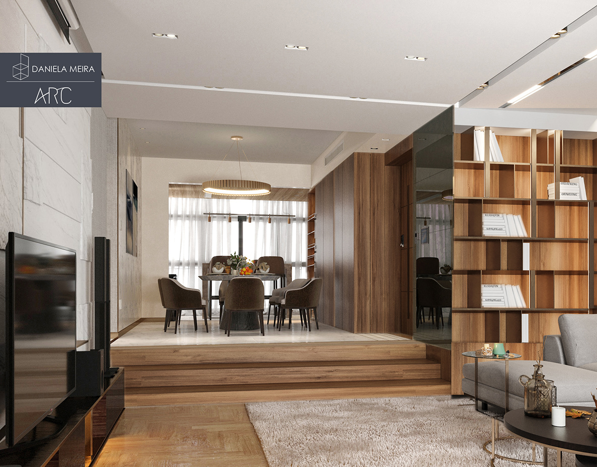 interior design  corona render  modern contemporary italian design apartment china foshan ceramic living room