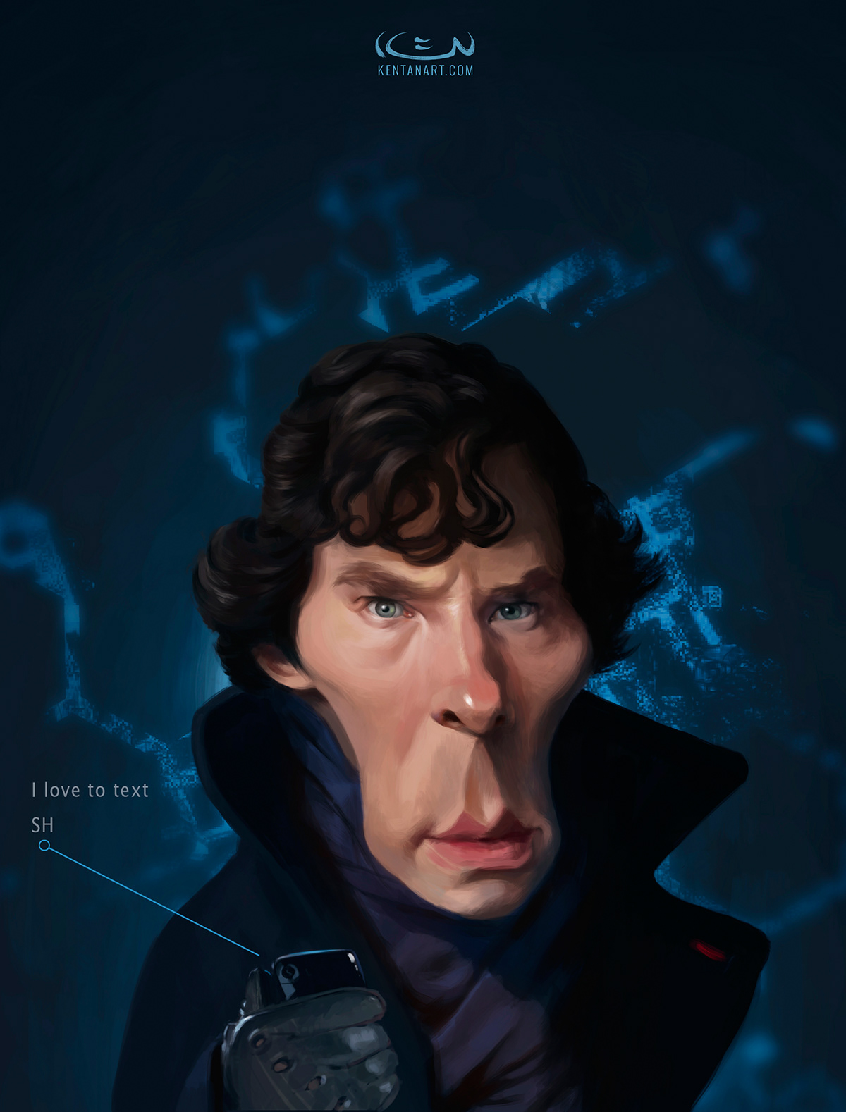 Sherlock Holmes caricature   detective londo england Master mind mentalist Observe text british tv series drama star
