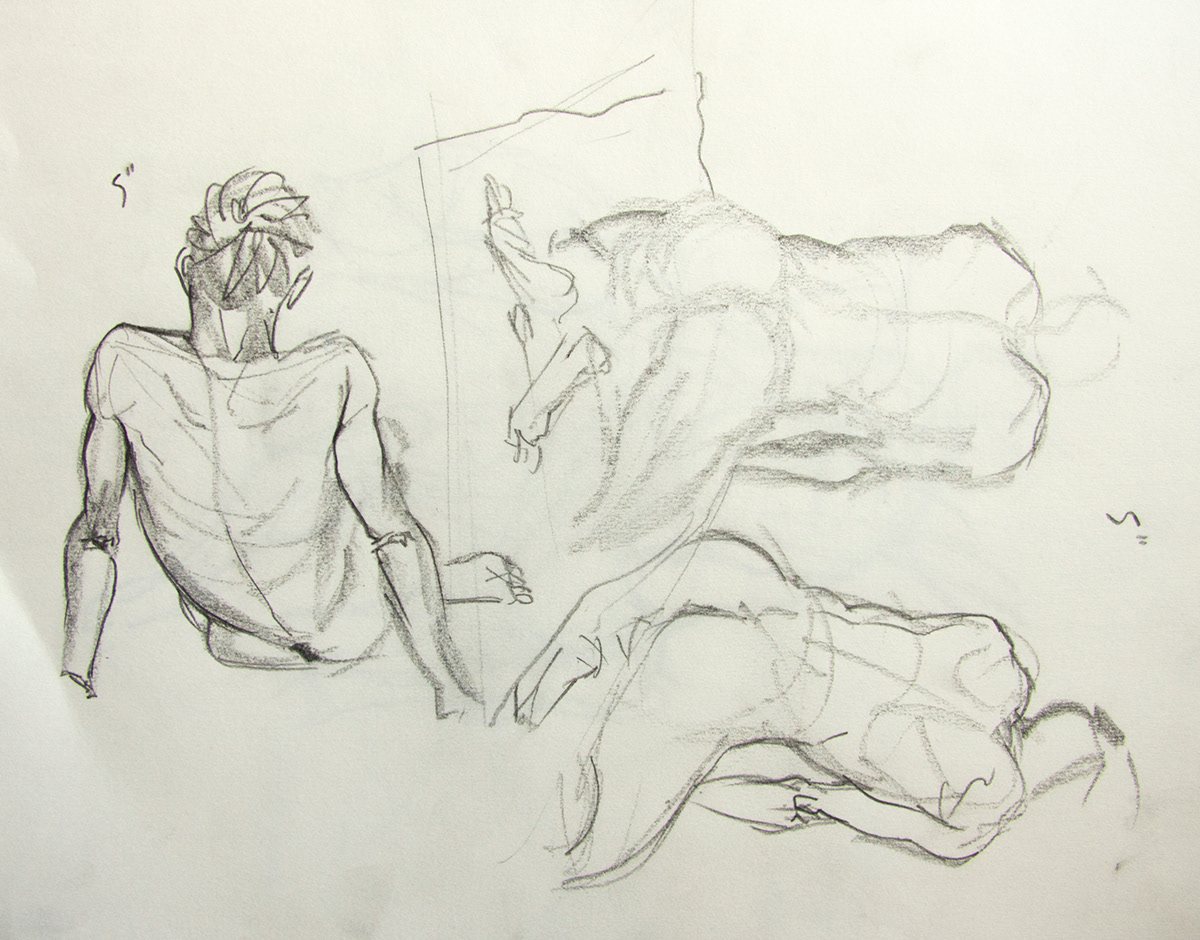 life drawing model reference pencil paper charcoal sculpture light shadow traditional
