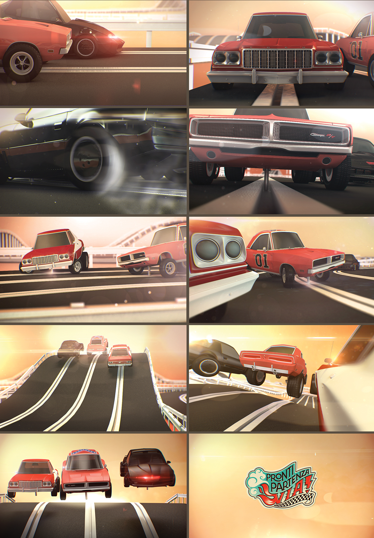 marani motion graphic Hot race car muscle FOX Retro design 3D emanuele animator cinema 4d After effect