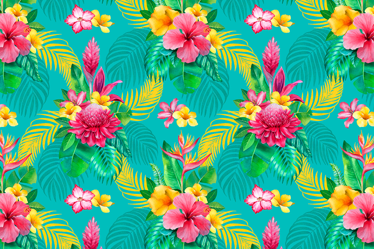 watercolor Tropical design textile texture wallpaper flower surface print clothes