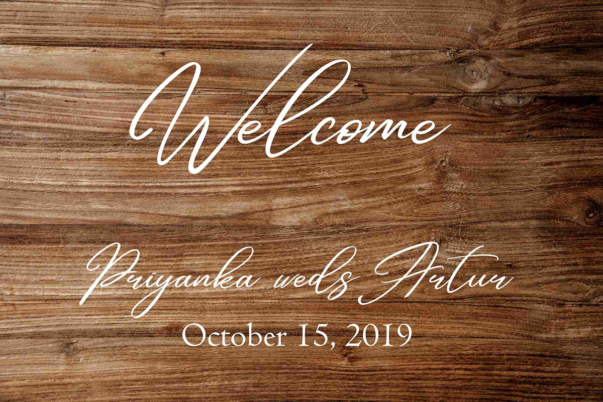 CUSTOMIZED WELCOME BOARDS graphics design wedding design