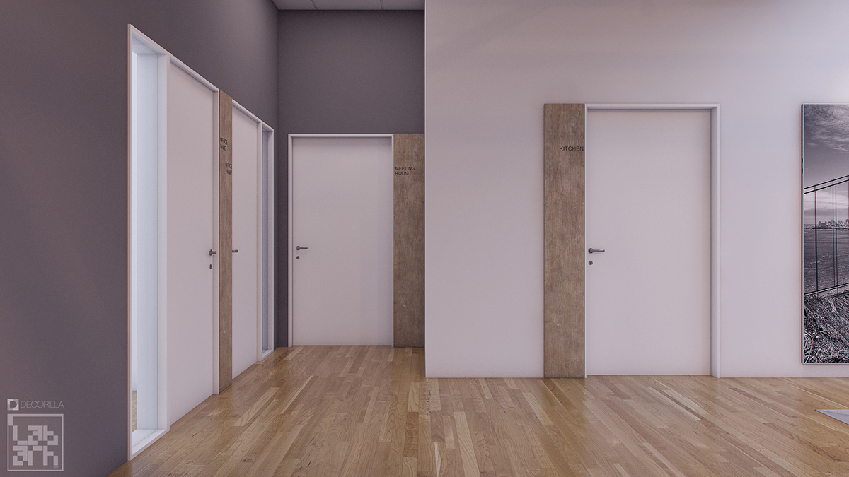 contemporary Interior design business Office 3D art rendering