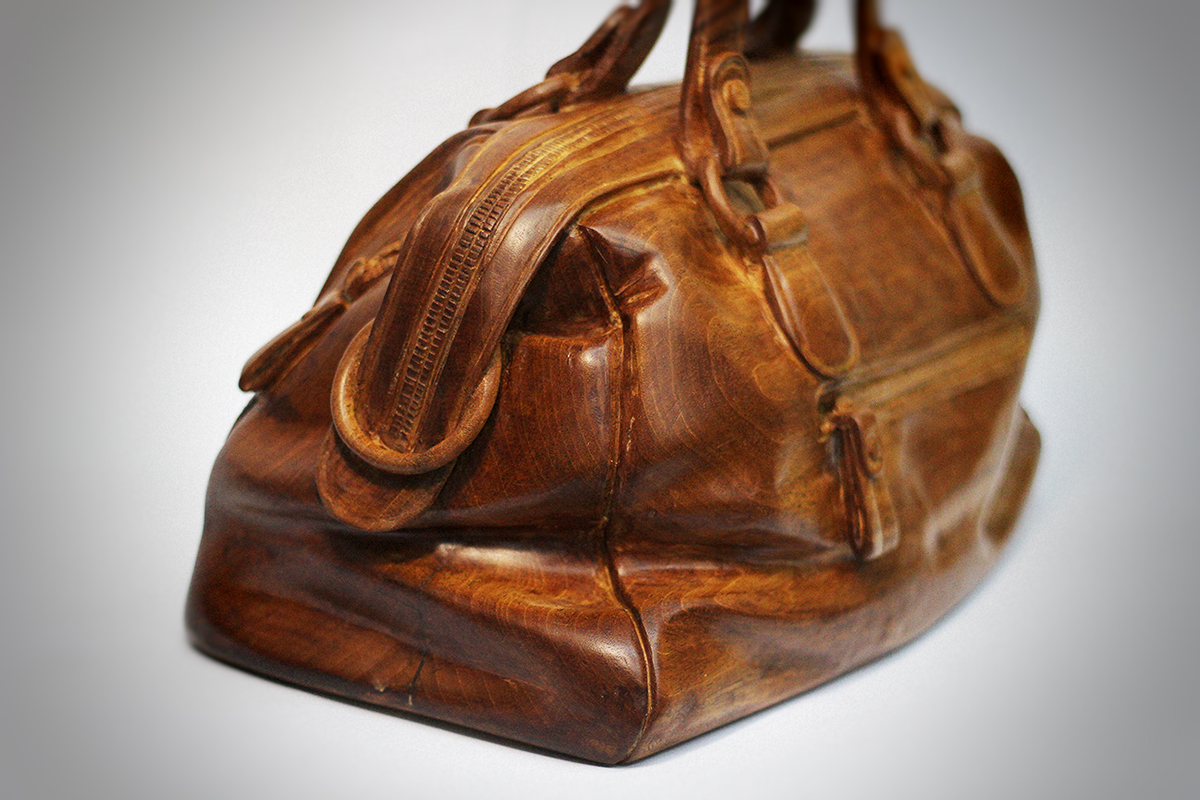 wood sculpture art carving handbag wooden Realism