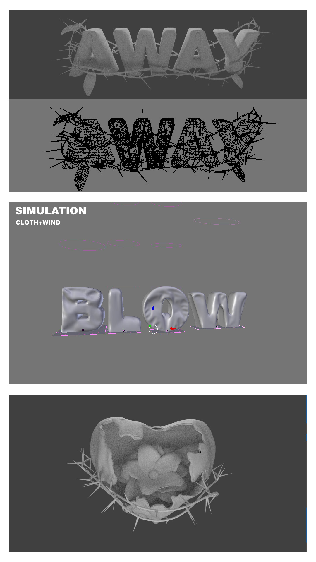 kiev design 3D heart Love blow away blender3d