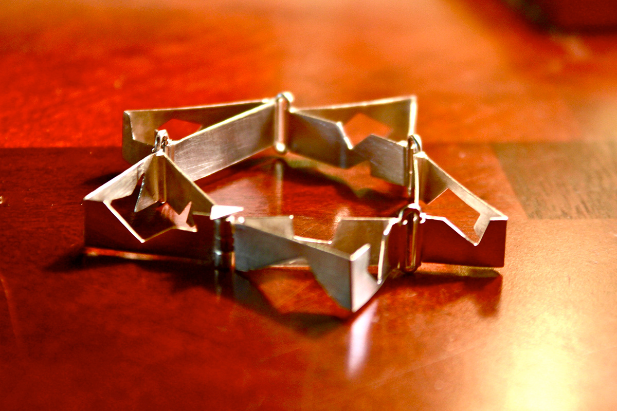 jewelry design geometry sterling silver Triangles bracelet bracelet design SCAD jewelry